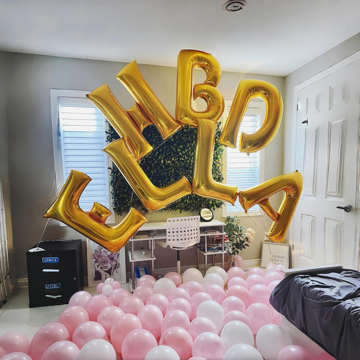 Letter Balloons Gold, 40 Inch Alphabet Name Balloons, Large Mylar Self Inflating Custom Balloon