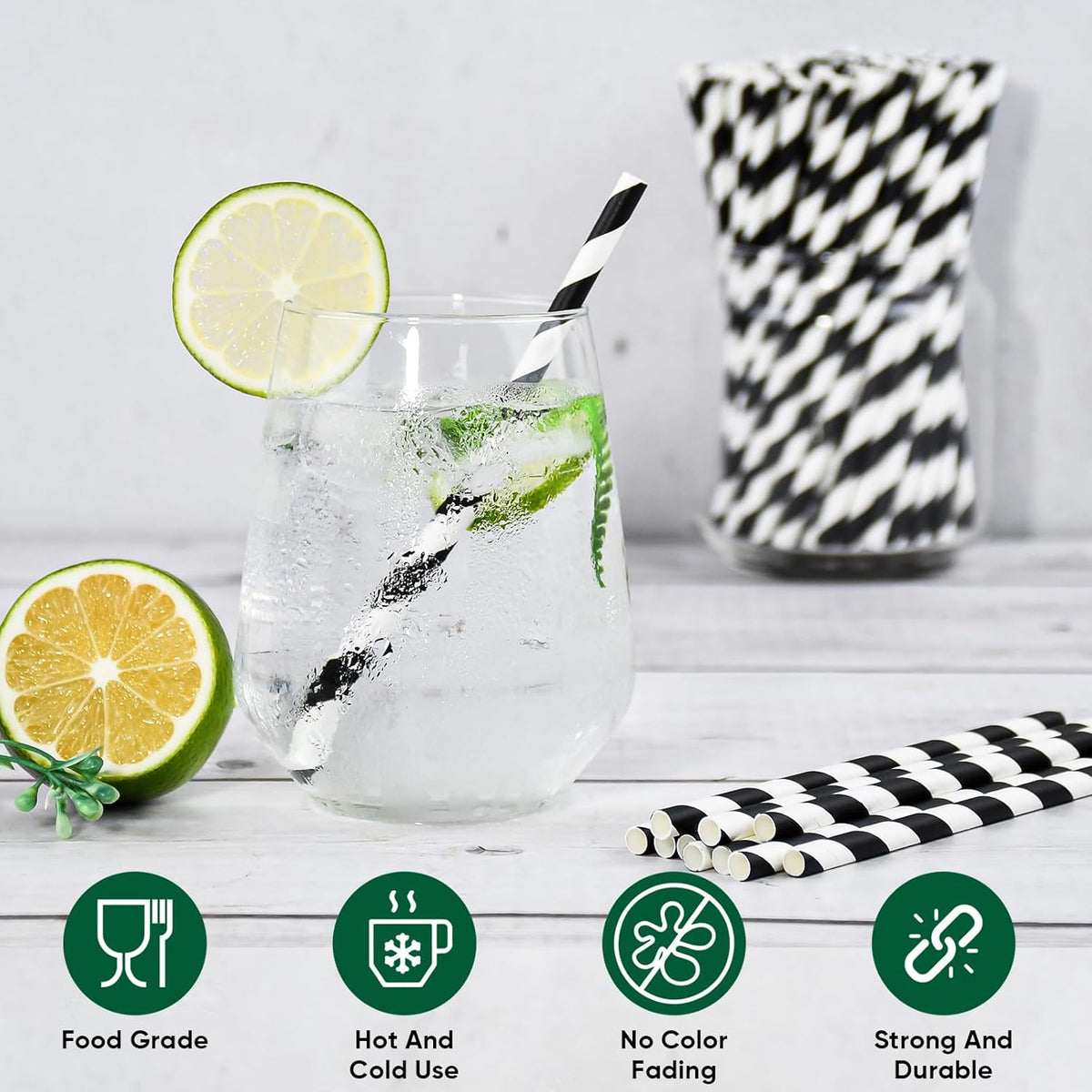 [500 Counts] Chunspak 5.75 inch Eco-friendly Disposable Short Paper Drinking Straws Bulk for