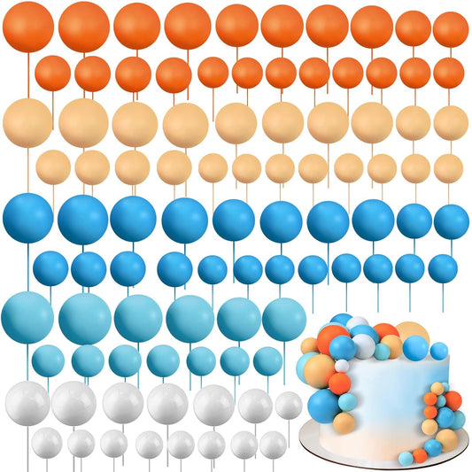 108 Pcs Balls Cake Topper DIY Cupcake Insert Foam Balloons for Cake Baking Wedding Anniversary