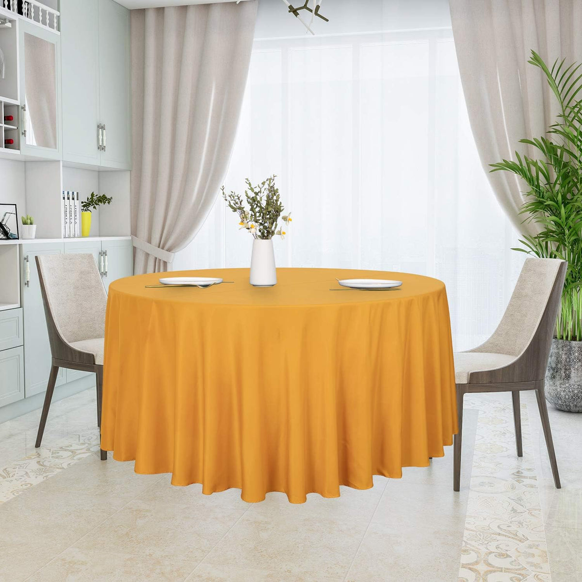sancua Round Tablecloth - 108 Inch - Water Resistant Spill Proof Washable Polyester Table Cloth