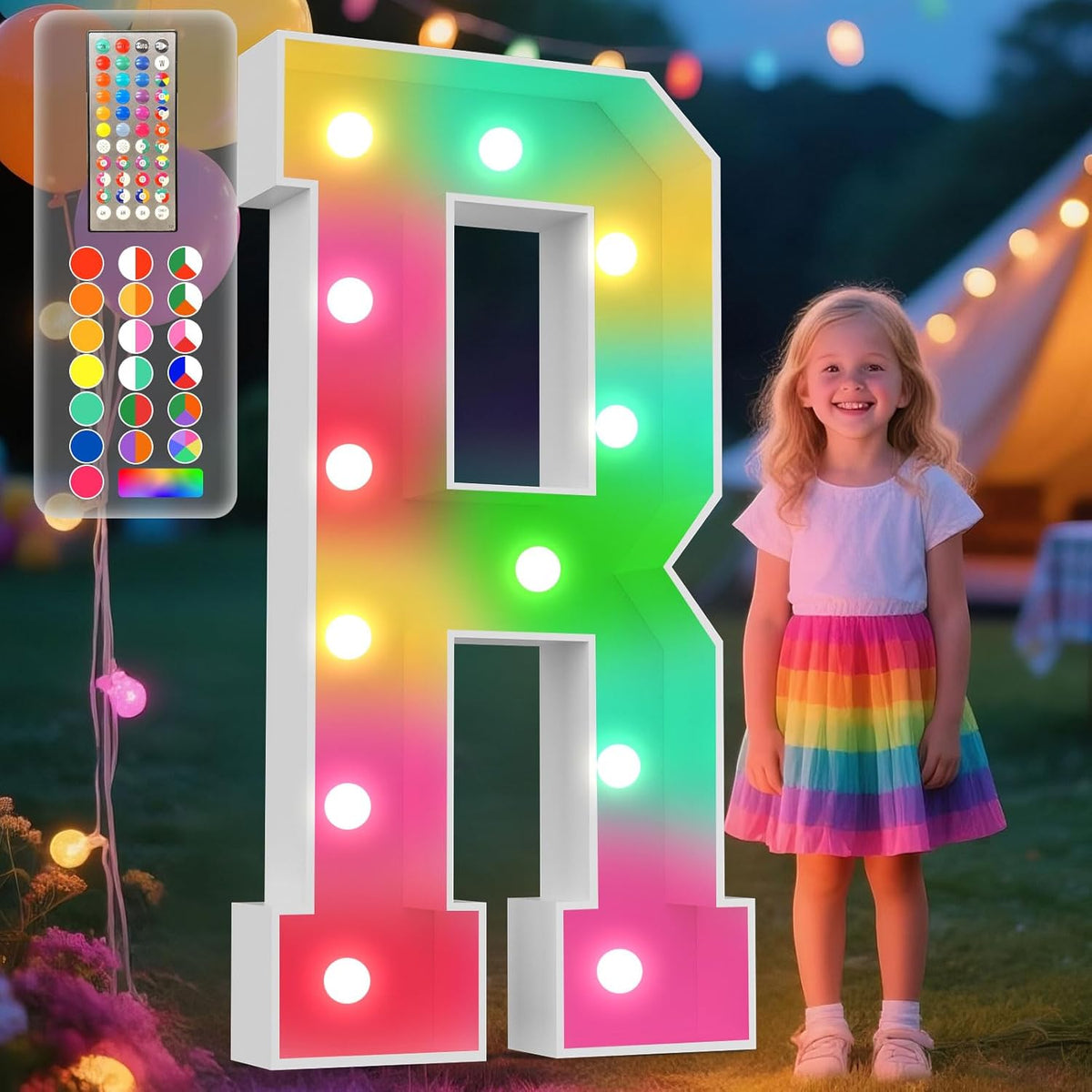 Ledido 4FT Marquee Light Up Letters, 34 Colors Changing Marquee Letter 4 Feet Tall with Remote, Big