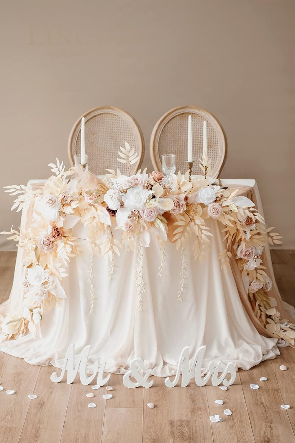 Ling's Moment 9FT Flower Garland for Backdrop Decorations - Wedding Arch Flowers, Eucalyptus &
