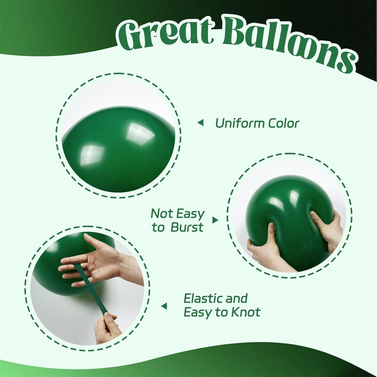 60pcs Green and Black balloons 12inch with Dark Green Metallic Gold Balloons for Jungle Safari