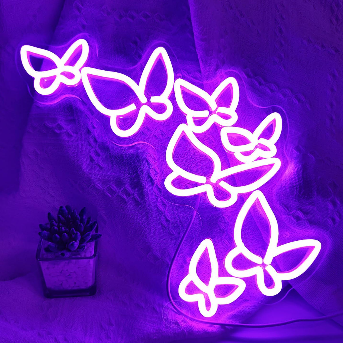SYLHOME Butterfly Led Neon Light Sign Girls Bedroom Kids Room Beauty Studio Living Room Wedding