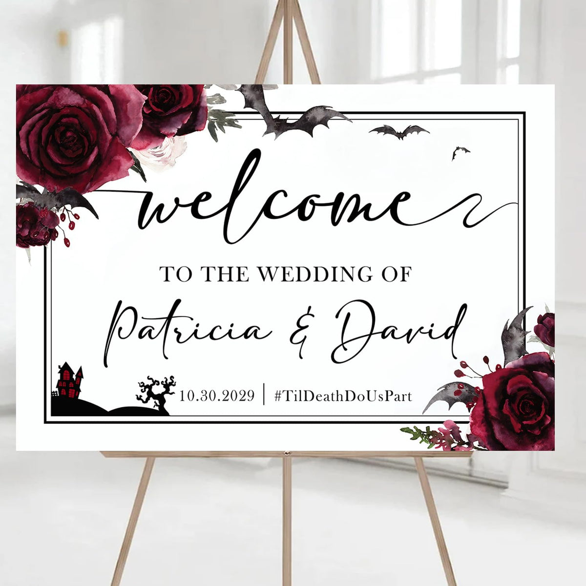Wedding Sign Halloween Wedding, Welcome To Our Wedding Sign, Til Death Do Us Part Welcome Sign