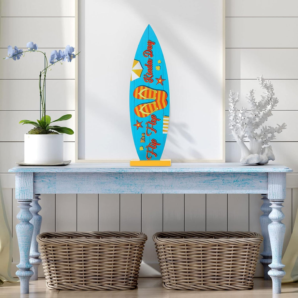 Blulu 4 Pcs Surfboard Decorations for Party Surfboard Beach Signs Welcome to Paradise Sign Tropical