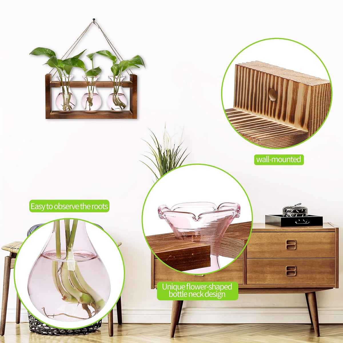 Plant Propagation Station Plant Terrarium Unique Birthday Gifts for Women Home Office Decor Planter