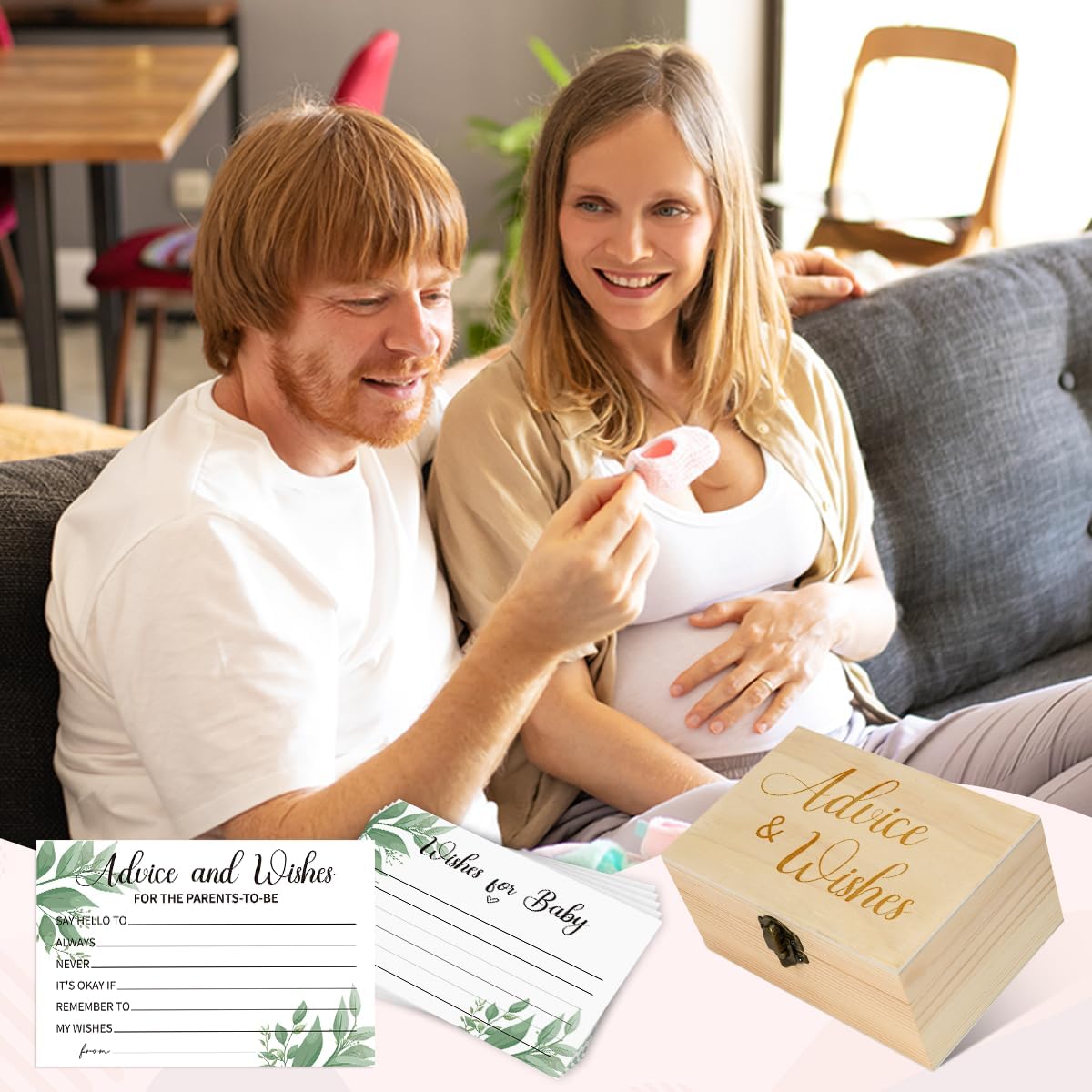 50Pcs Baby Shower Advice Cards with Advice and Wishes Box for New Parents Baby Shower Game