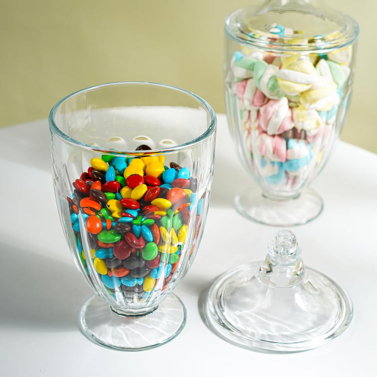 26oz Glass Decorative Candy Jars Clear Cookie Jar Storage Jar with Lid for Candy Buffet Wedding