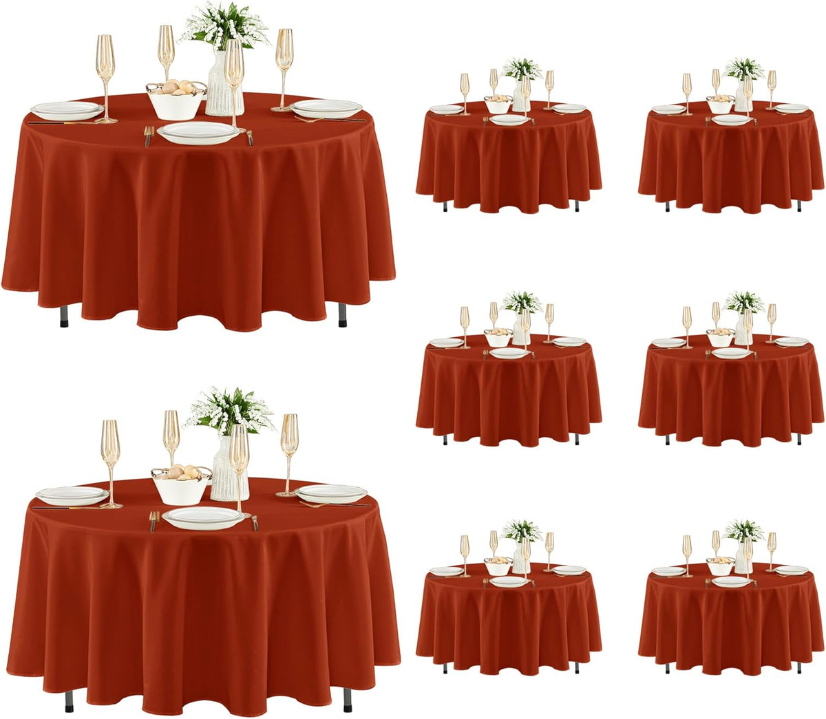 Fitable 8 Pack Round Tablecloths: Stain Resistant Wrinkle Free Fall Table Clothes, Washable