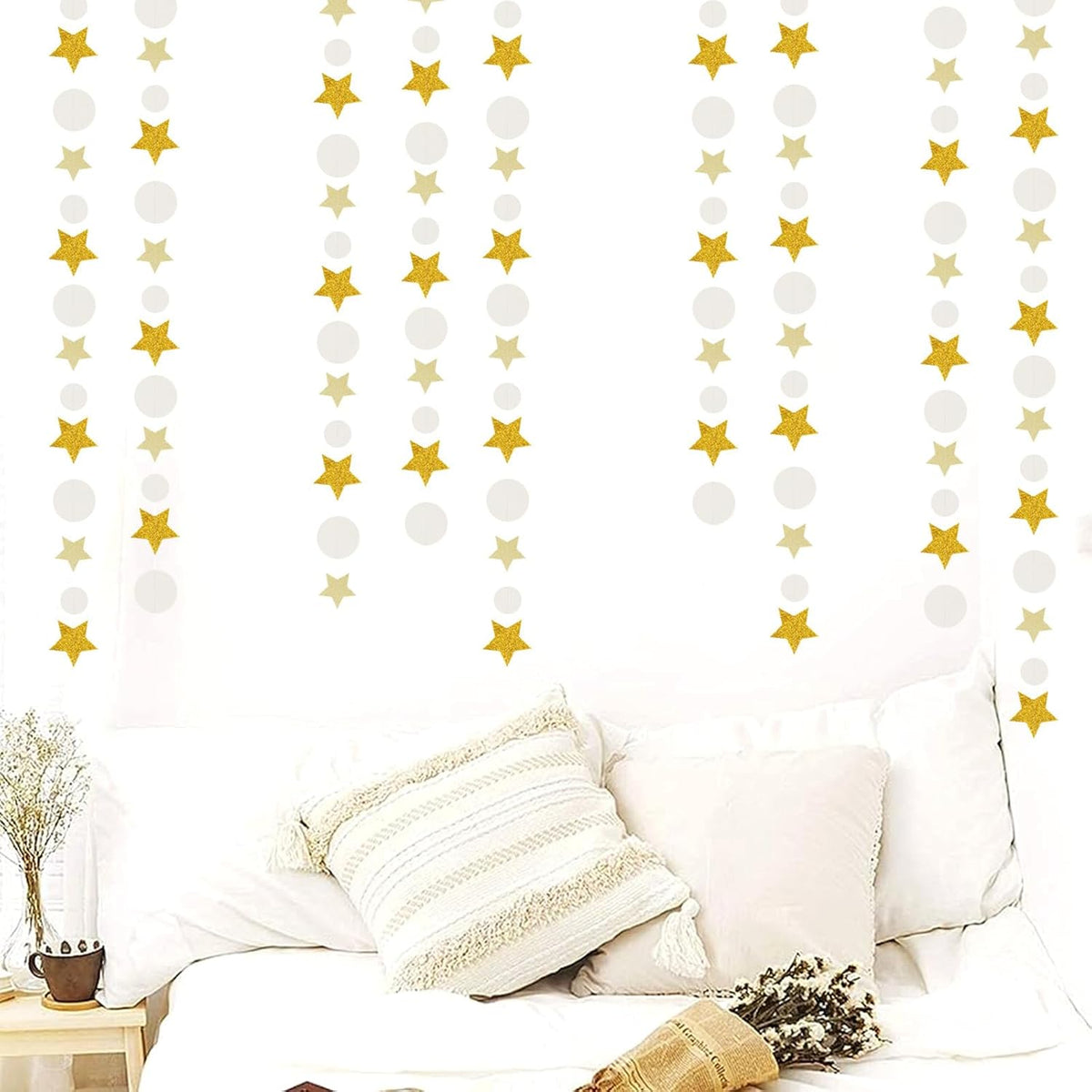 White-Gold Wedding Engagement Party-Decorations Garland - 52Ft Boho Anniversary Brunch Hanging