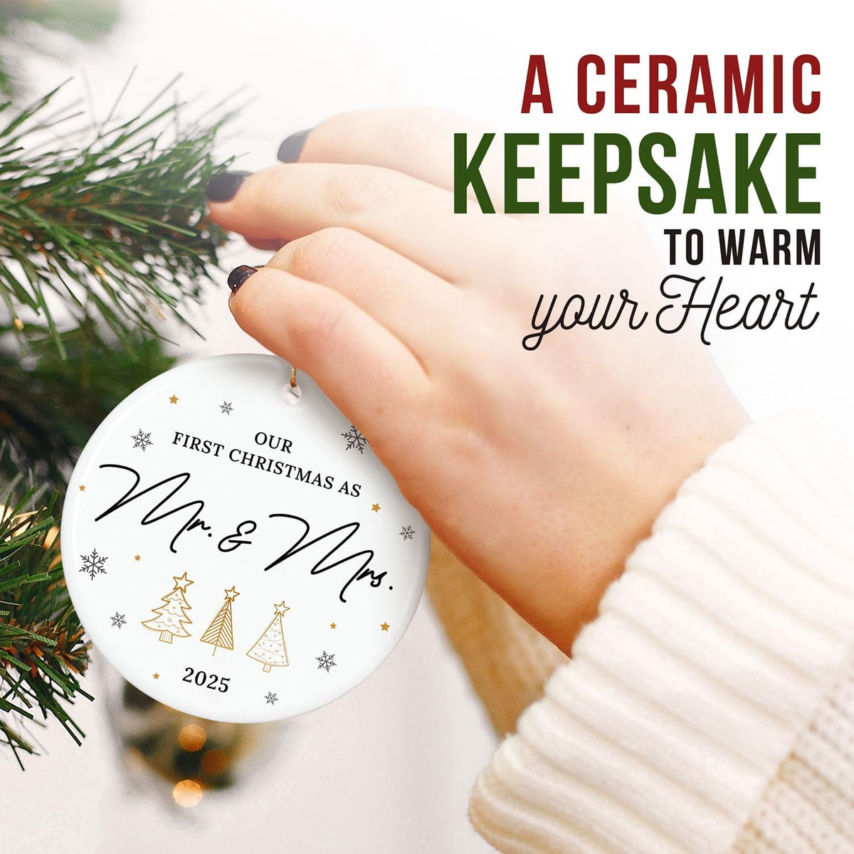 ZAGKOO Wedding Gifts for Couples 2025 - First Christmas Married Ornament, Mr and Mrs Gifts, Wedding