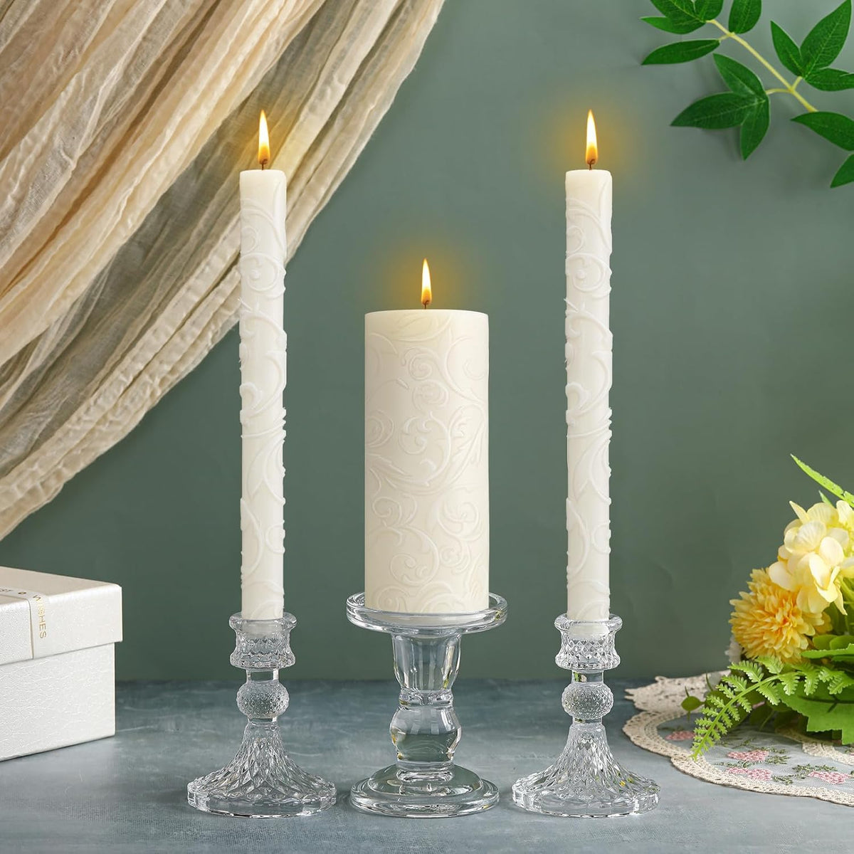 Irenare Unity Candles with Holder for Wedding Ceremony Wedding Decortions Accessories Glass Candle