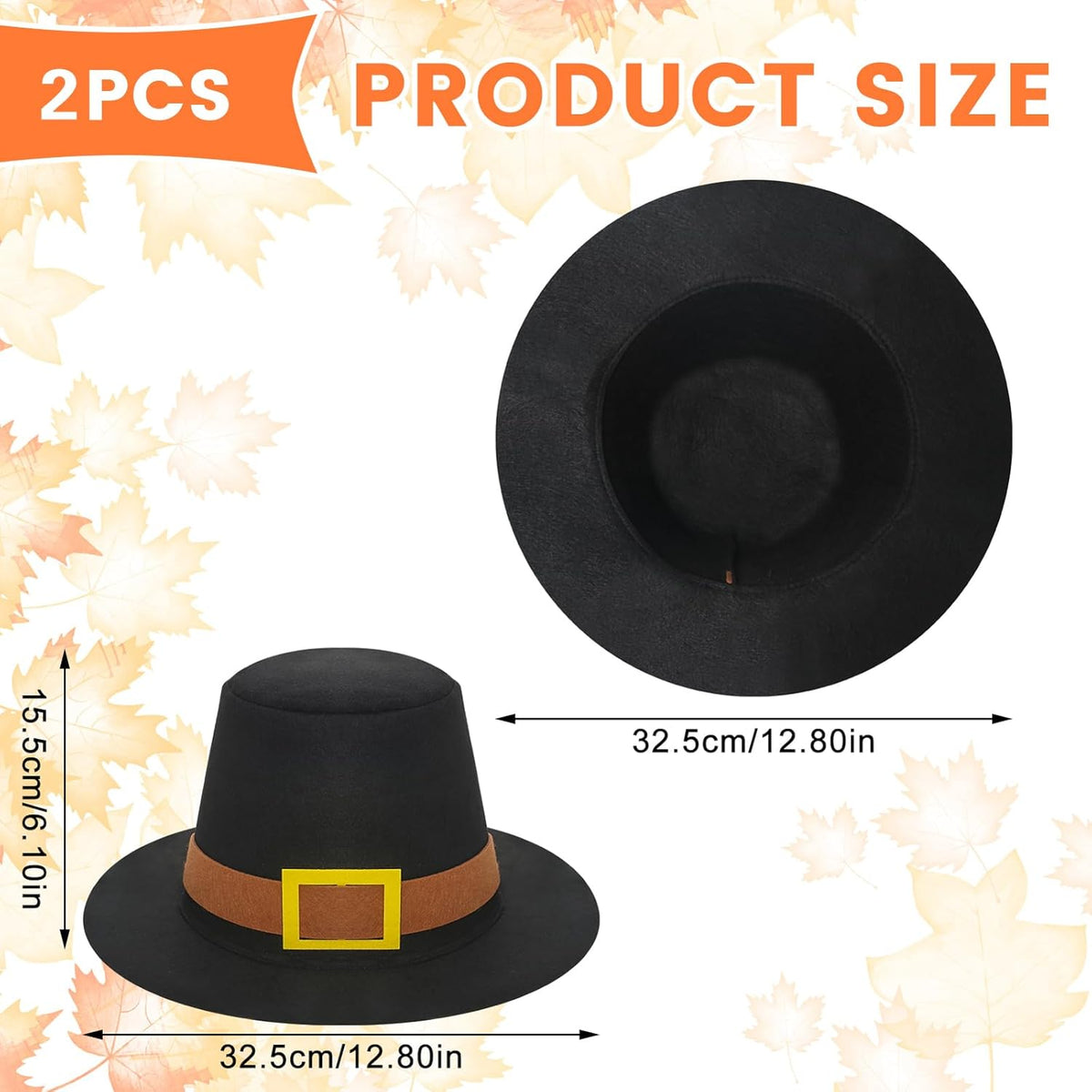Thanksgiving Hats Black Pilgrim Felt Hat Thanksgiving Novelty Black Costume Top Hat for Thanksgving