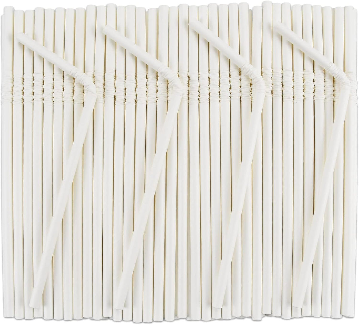 Bendable Paper Straws for Drinking, White, 7 3/4 inches, 250 Count - Great for Kids, Elderly, Home