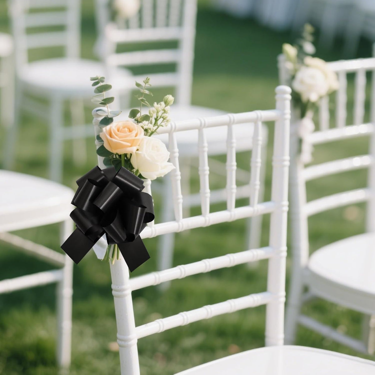 12 PCS 6 Inch Black Pull Bows - Perfect for Gift Wrapping, Wedding Decor, Car Bows, Birthday