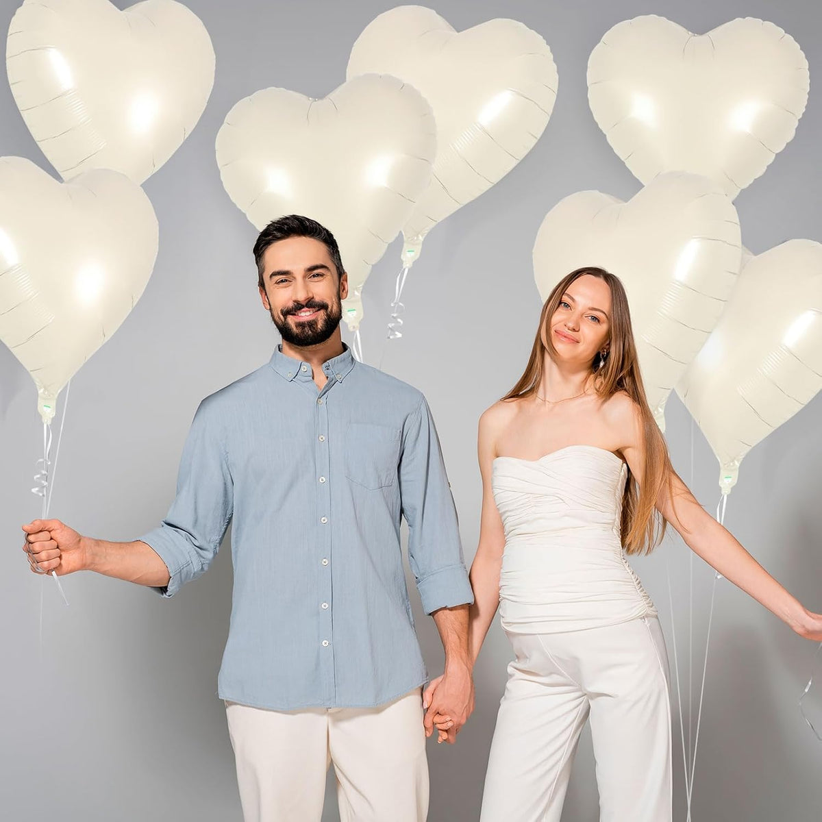 24 Pcs Cream Heart Balloons,18 inch Heart Shape Foil Balloons Love Balloons Valentine Balloons for