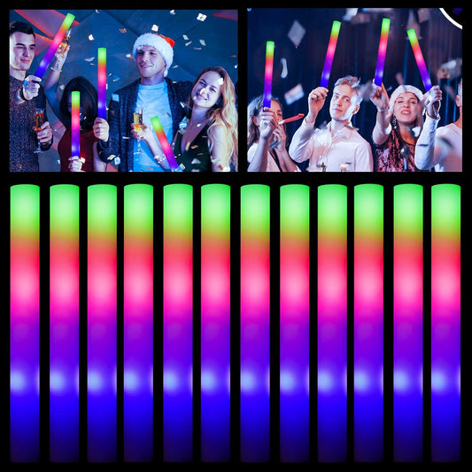 Glow Sticks Bulk - 100 Pcs LED Foam Sticks Glow in the Dark Party Supplies with 3 Modes Flashing