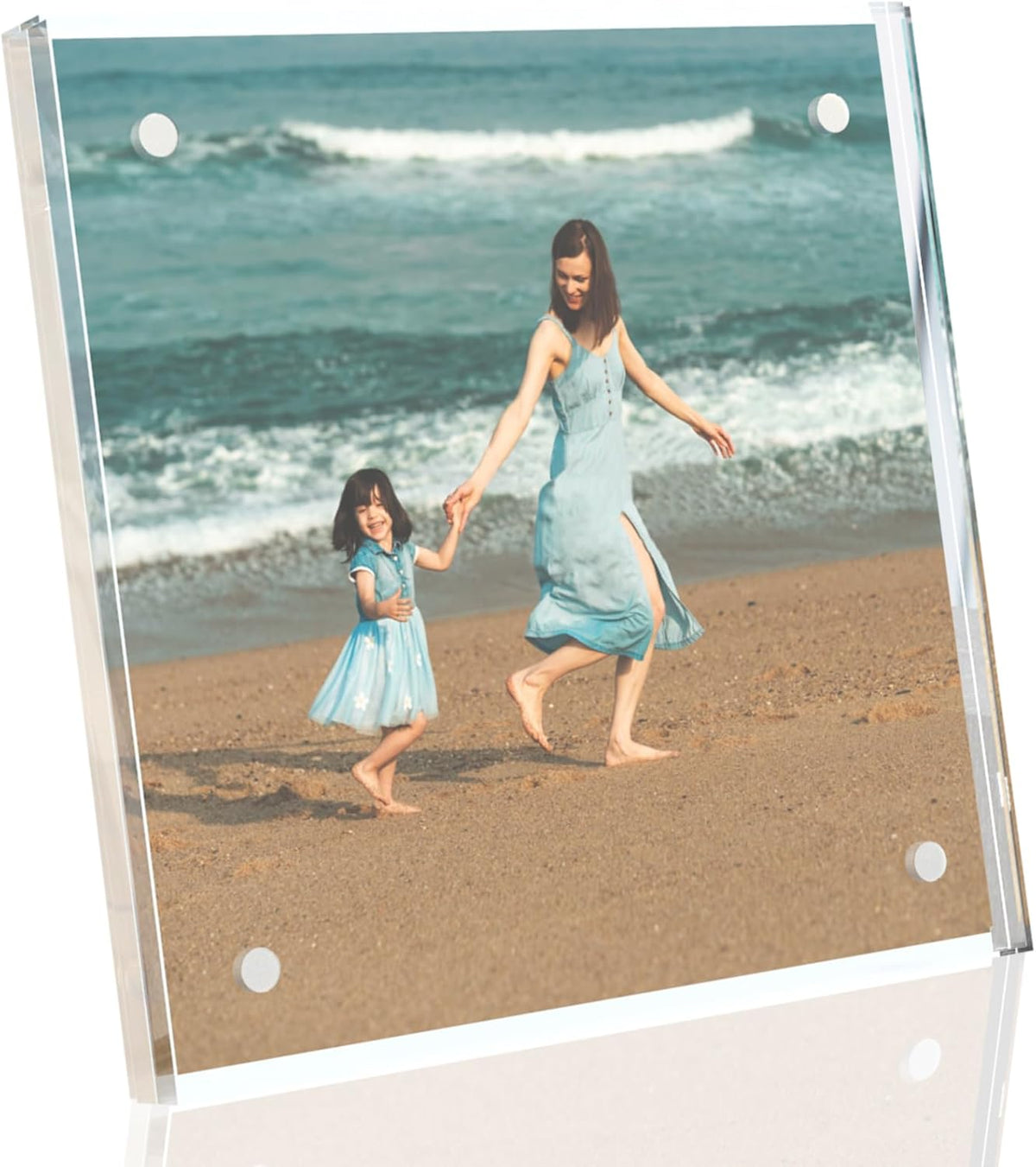 HELPLEX Picture Frames, 1 Pack 4x4 inch Acrylic Picture Frame Clear 4 x 4 Photo Frames Magnetic