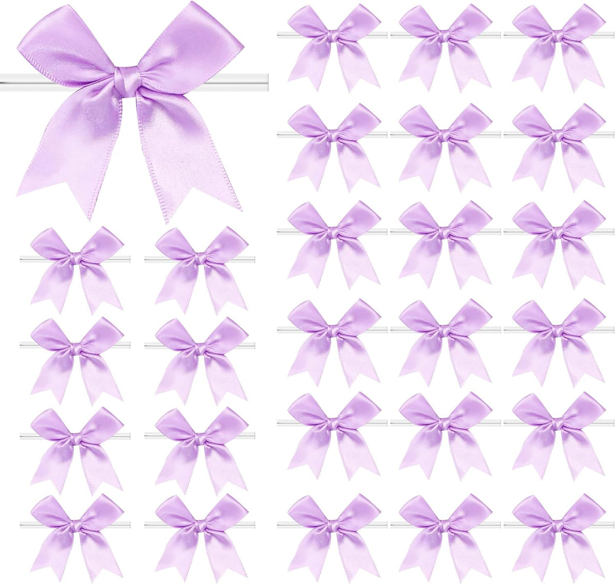 50 PCS Twist Tie Bows Satin Ribbon Bows 3.3 Inch Gift Wrap Bows Craft Bows for Gift Wrapping, Party