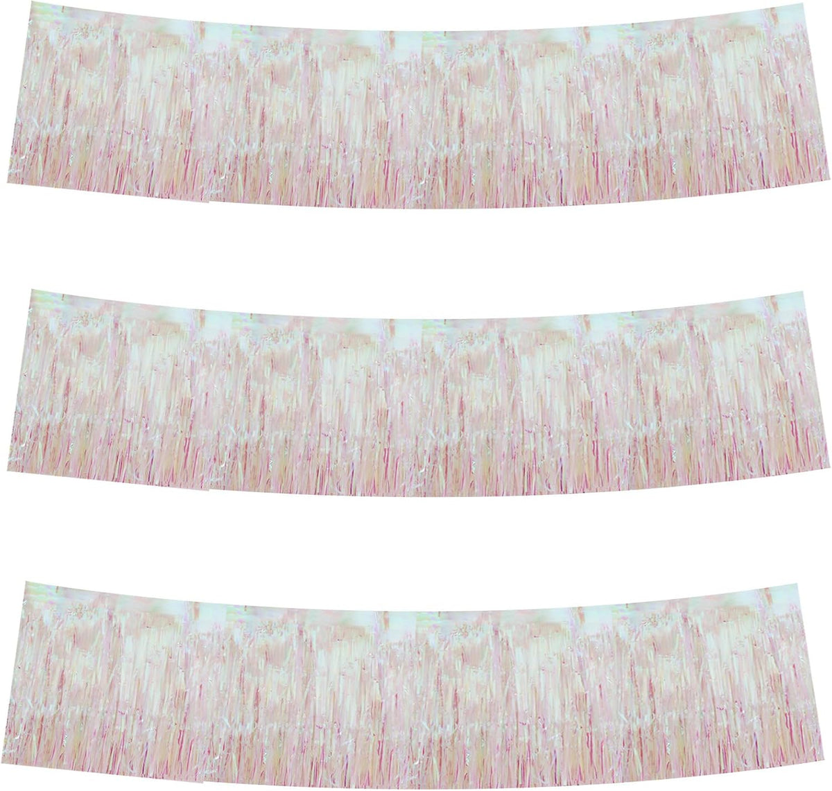 BEISHIDA 3 Packs Metallic Foil Fringe Garland Shining Transparent Wall Hanging Tinsel Fringe