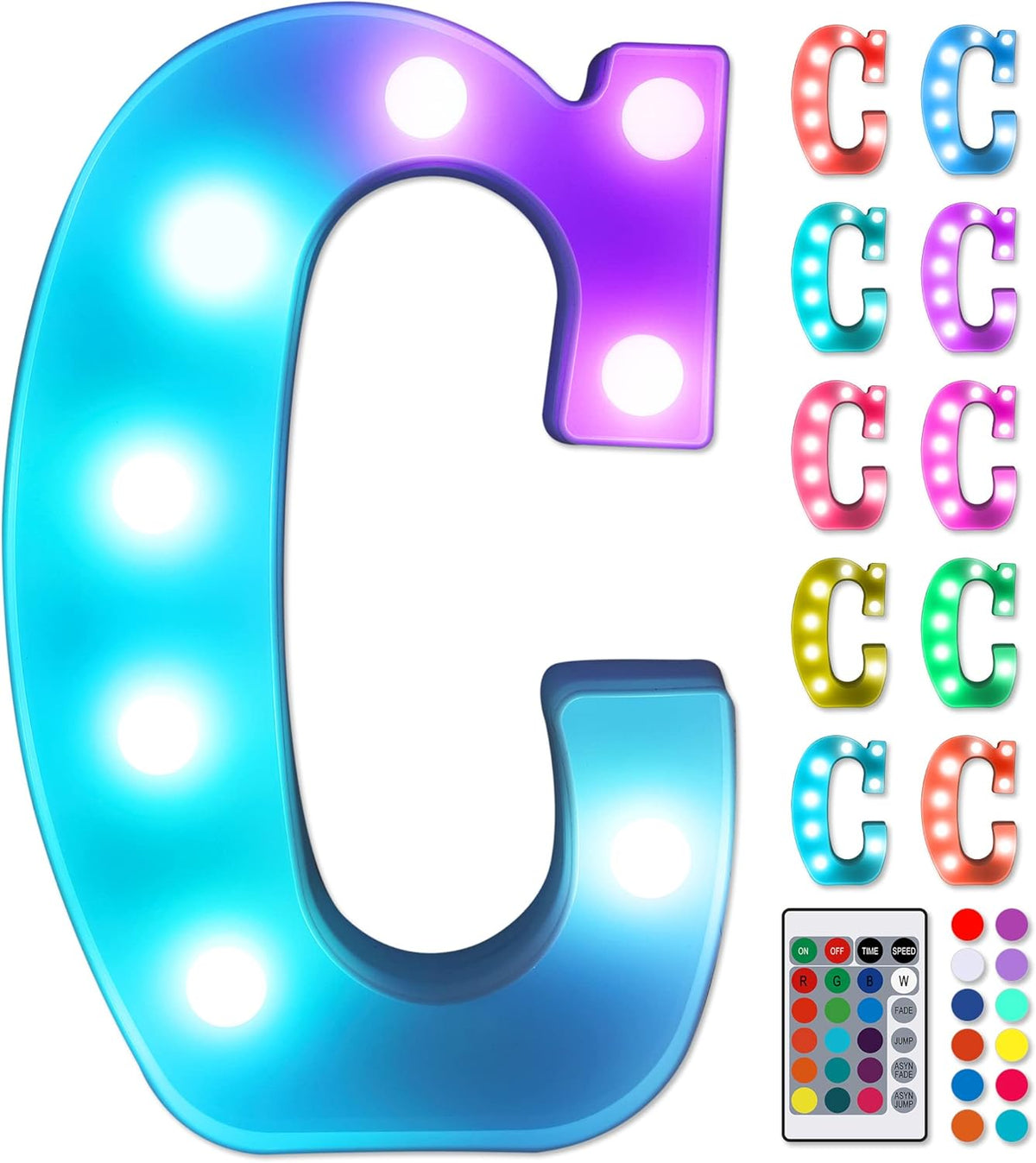 Foaky Colorful LED Letter Lights with Remote,Marquee Light Up Letters Sign for Night Light