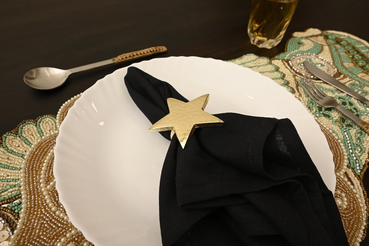 12 Pcs Lightweight Metal Napkin Rings - Gold Star Metal Holders for Elegant Table Decor, Parties
