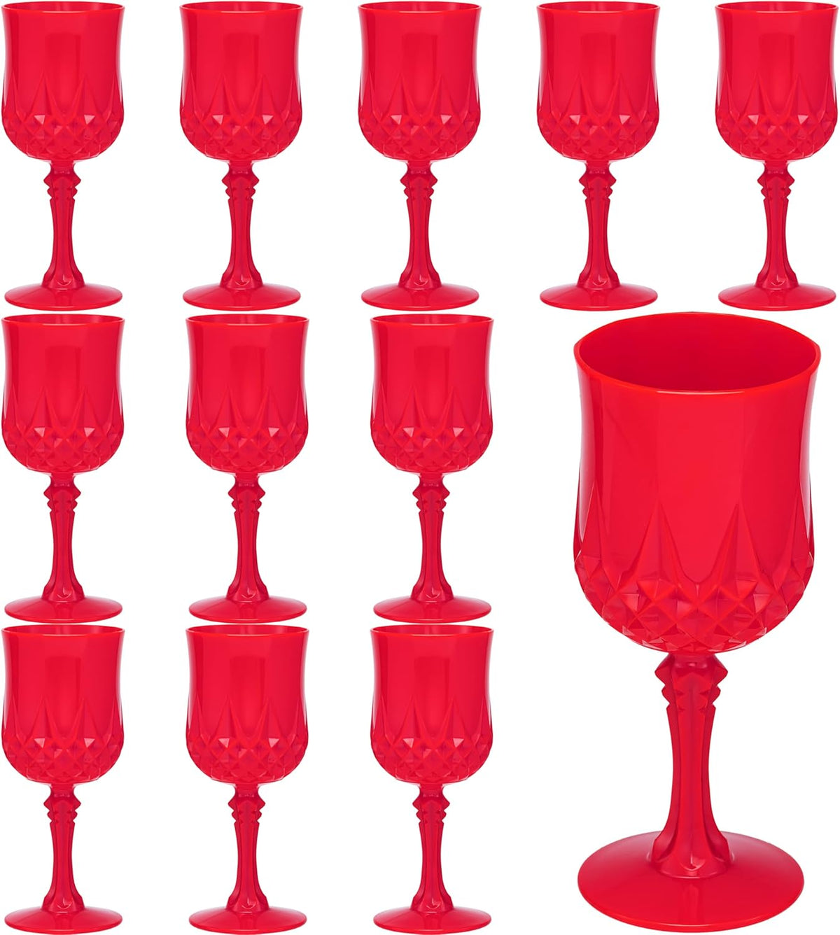 JLYLOL Plastic Vintage Wine Glasses 7OZ Plastic Goblets Vintage Drinking Glasses 12PCS Retro