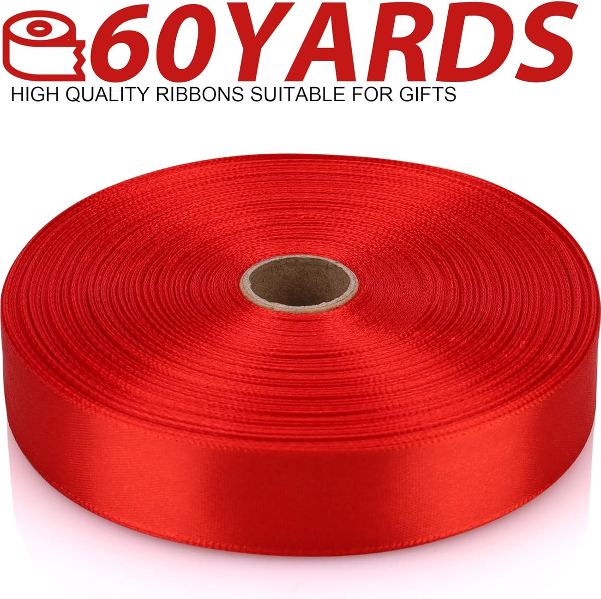 Red Ribbon 7/8 Inch 60 Yards Satin Craft Ribbon-Single Face Polyester Ribbon for Handmade