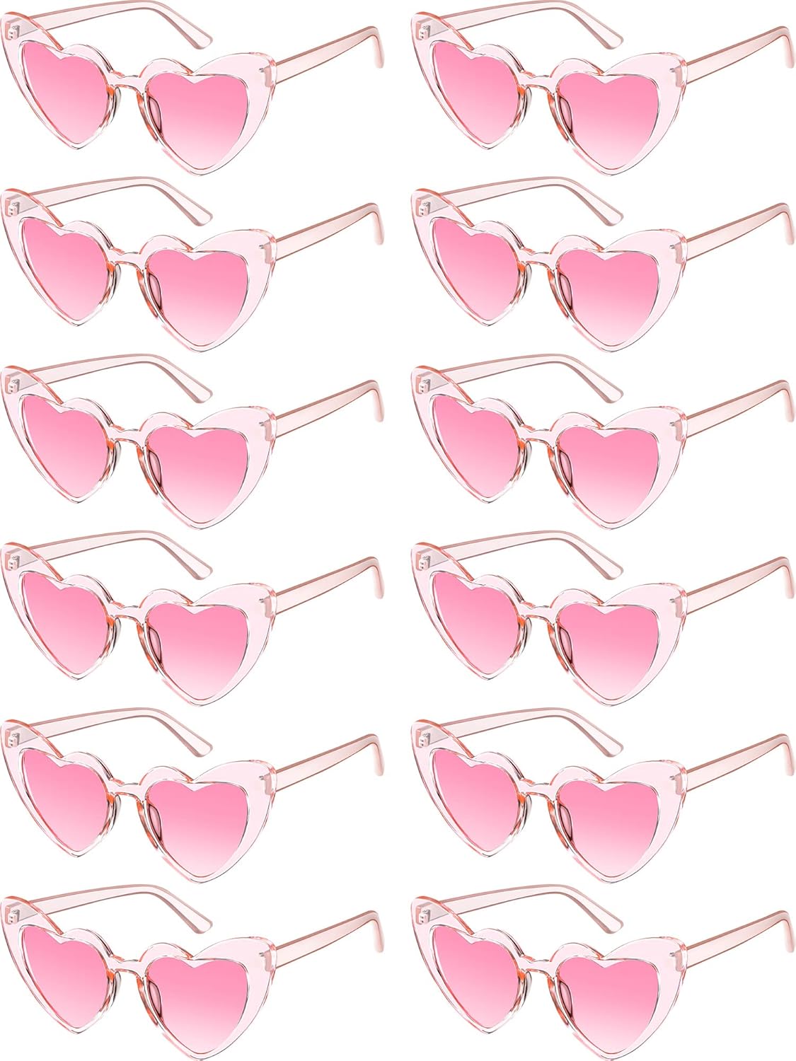 Flutesan 12 Pack Bachelorette Sunglasses Bride Bridesmaid Heart Shaped Sunglasses Women Eyeglasses