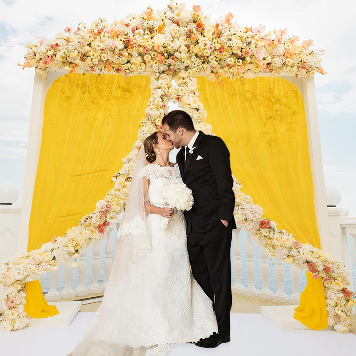10 x 10 Feet Yellow Backdrop Curtain for Partie, Background Curtains for Photoshoot, Birthday