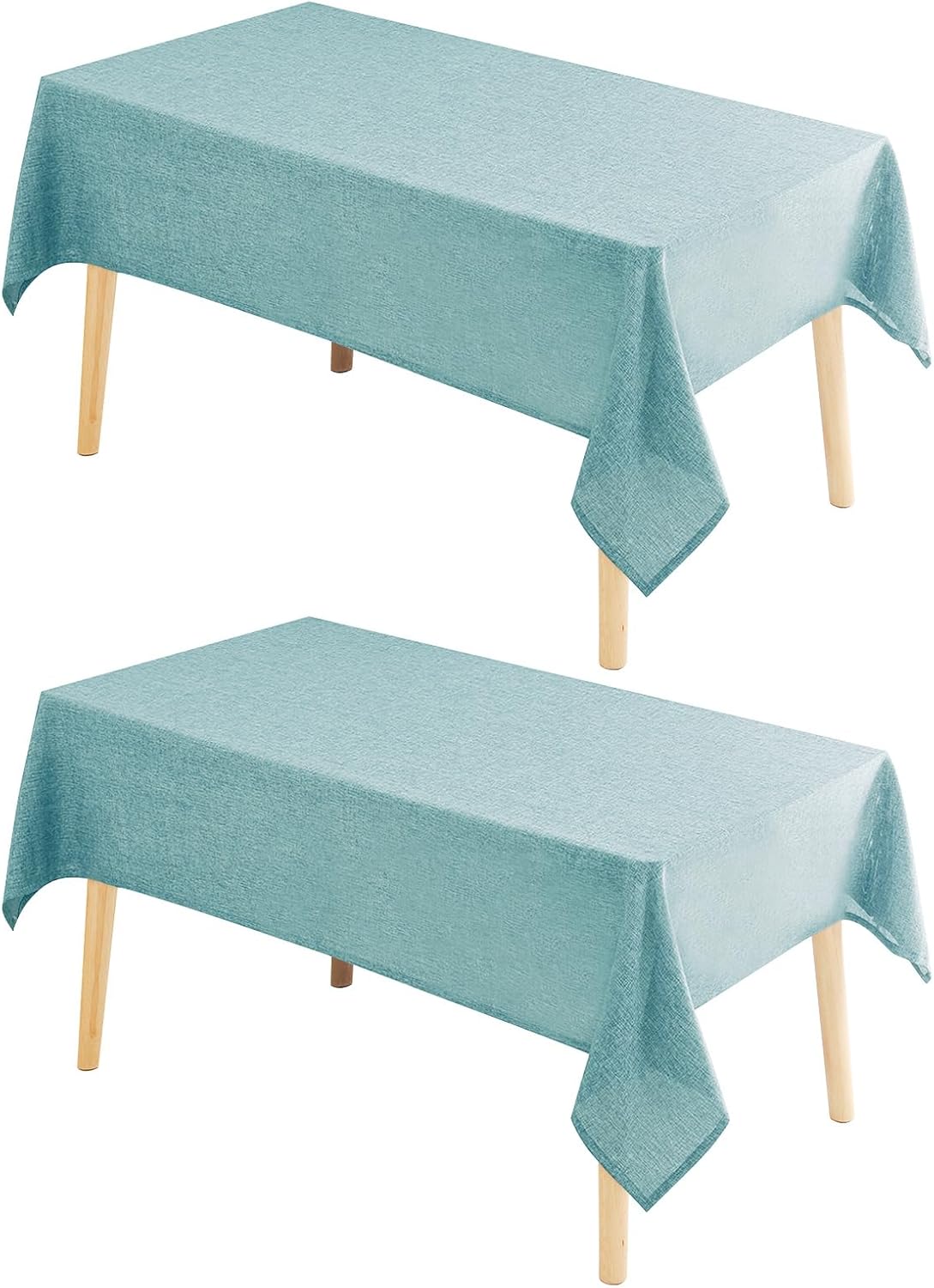 Hiasan 2 Pack Faux Linen Rectangle Tablecloth - Wrinkle and Stain Resistant Washable Table Cloth