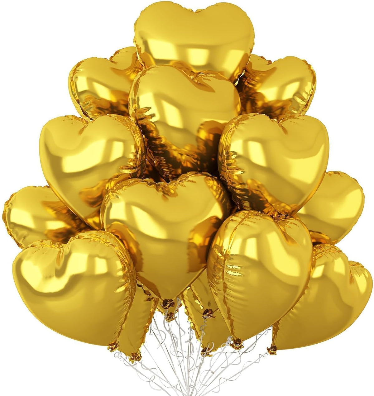 Gold Heart Balloons,12Pcs 18 Inch Metallic Gold Foil Love Heart Shaped Balloons for Birthday Party