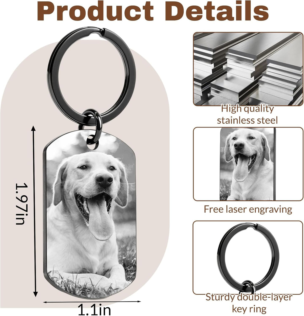 Custom Dog Memorial Photo Keychain Personalized Sympathy Gifts for Loss of Dog Memorial Passing