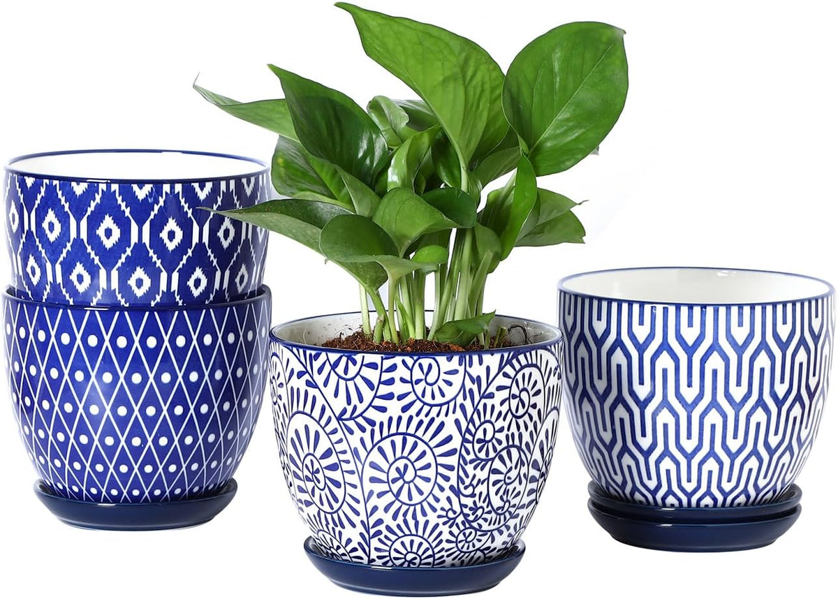 Selamica Ceramic Plant Pots, 5.6 Inch Flower Pots for Indoor Plants with Drainage Hole and