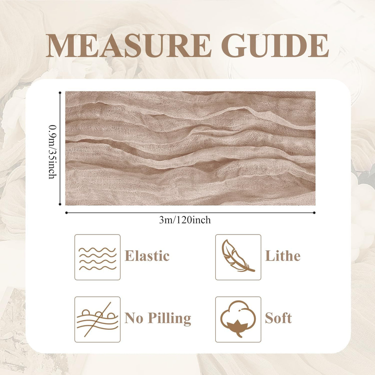 Asee'm 2pcs Cheesecloth Table Runner 120 Inches Long Nude Pink Boho Gauze Cheese Cloth Runner 10FT