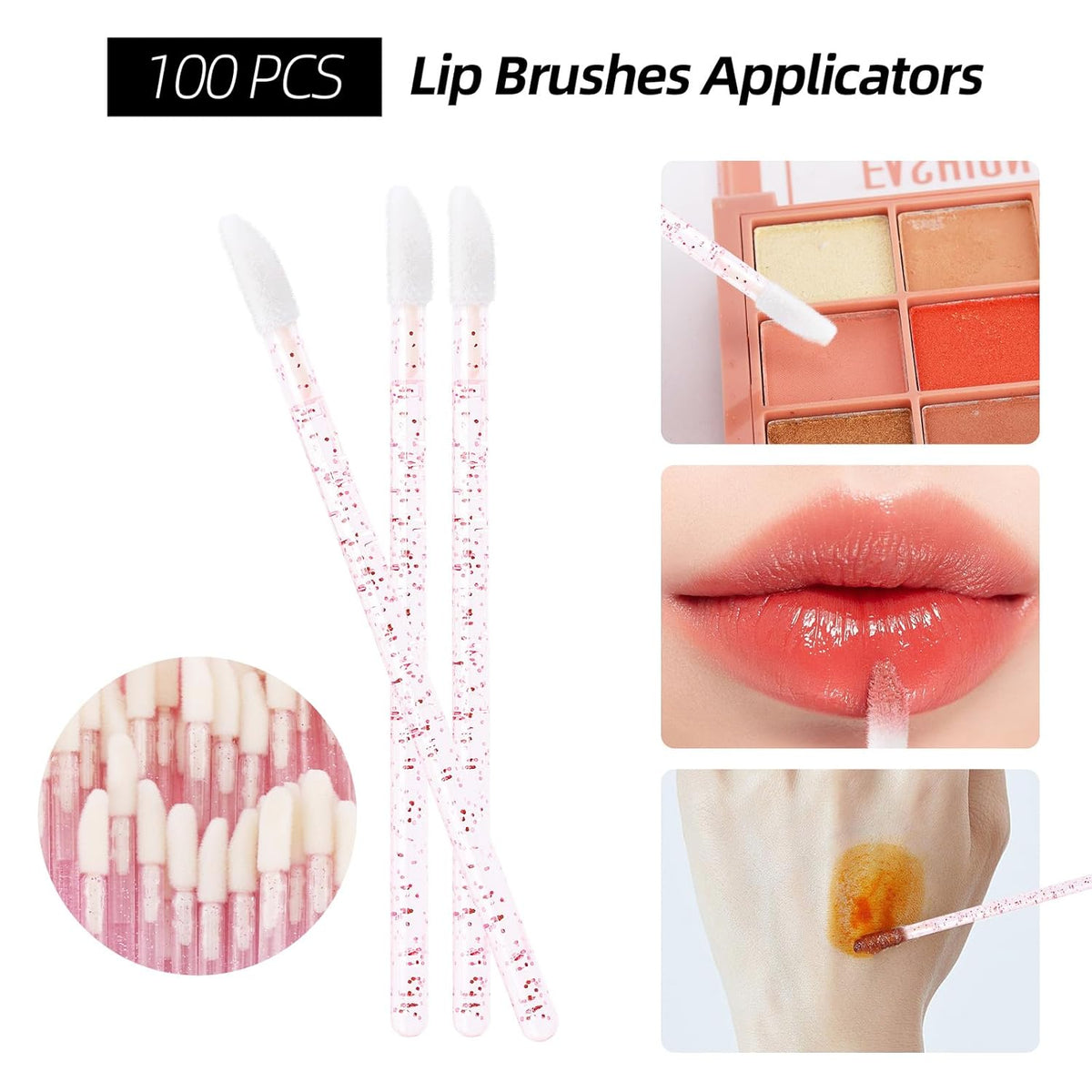 300 Pcs Spoolies Mascara Wands and Lip Brushes and Micro Swabs Applicator Disposable Eyelash