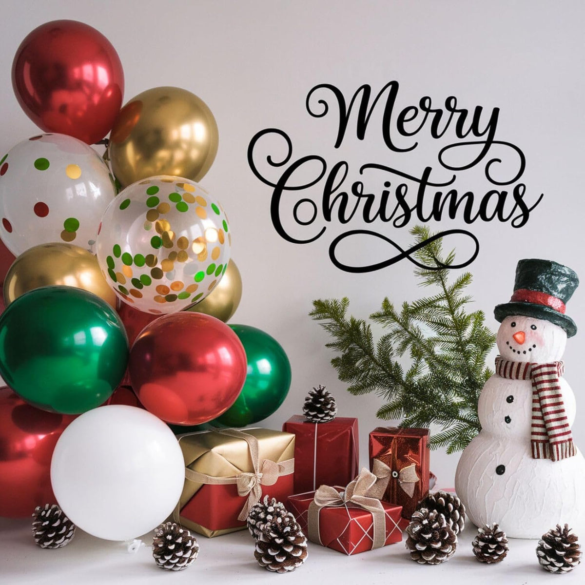 FunHot Christmas Balloons, 60 Pcs Red Green Gold Balloons, 12 Inch Red Green Confetti Balloons