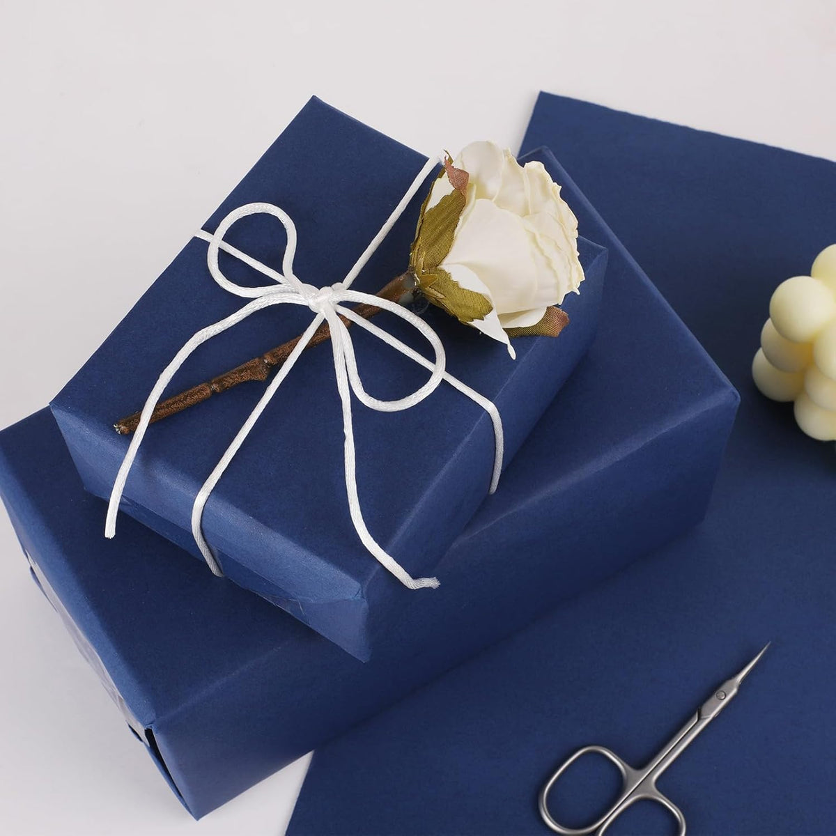 Vanhench Navy Blue Wrapping Paper 17.5"×963" (80 1/4FT), Birthday/Fathers Day Wrapping Paper, Art