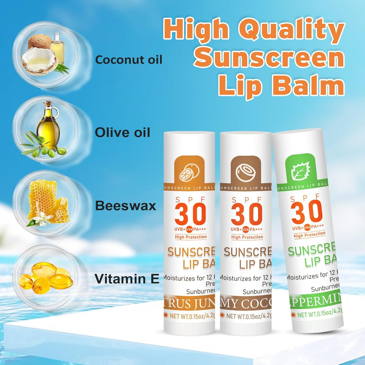 SPF 30 Lip Balm with Sunscreen, SPF Lip Balm Bulk Travel Size-32 Pack, Hydrating Lip Balm Pack with