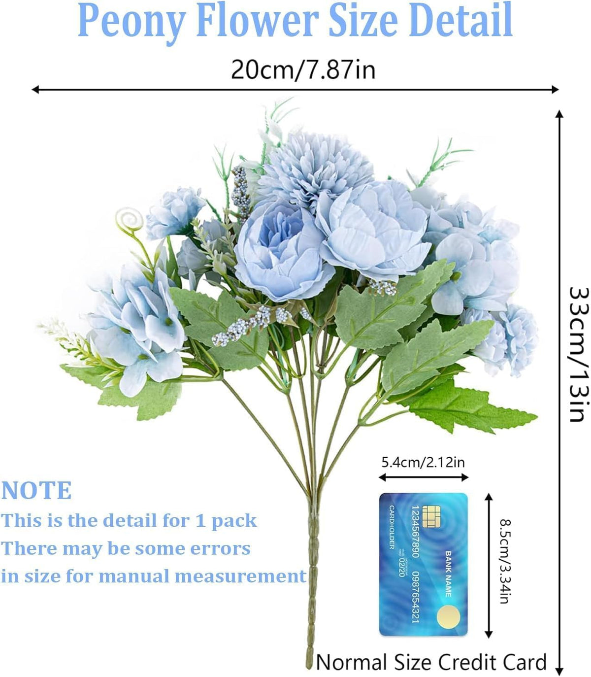 Artificial Flowers, Fake Peony Silk Hydrangea Bouquet Decor Plastic Carnations Daisy Realistic