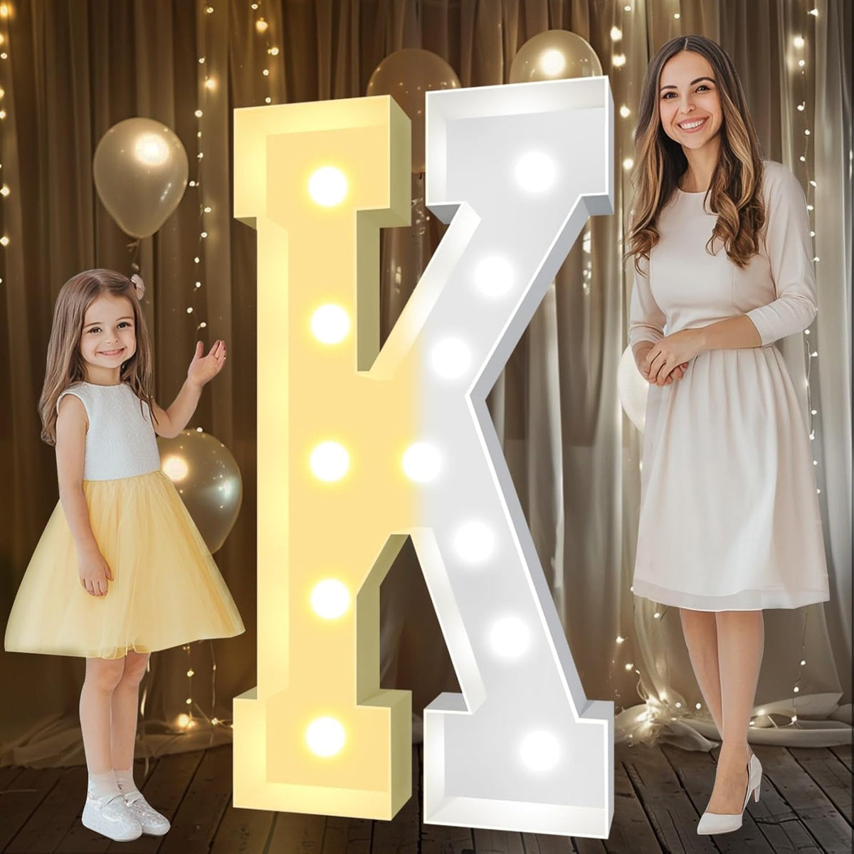 Pooqla 4 FT Marquee Light Up Letters, Cool White and Warm White Marquee Letter 4 Feet Tall, Giant