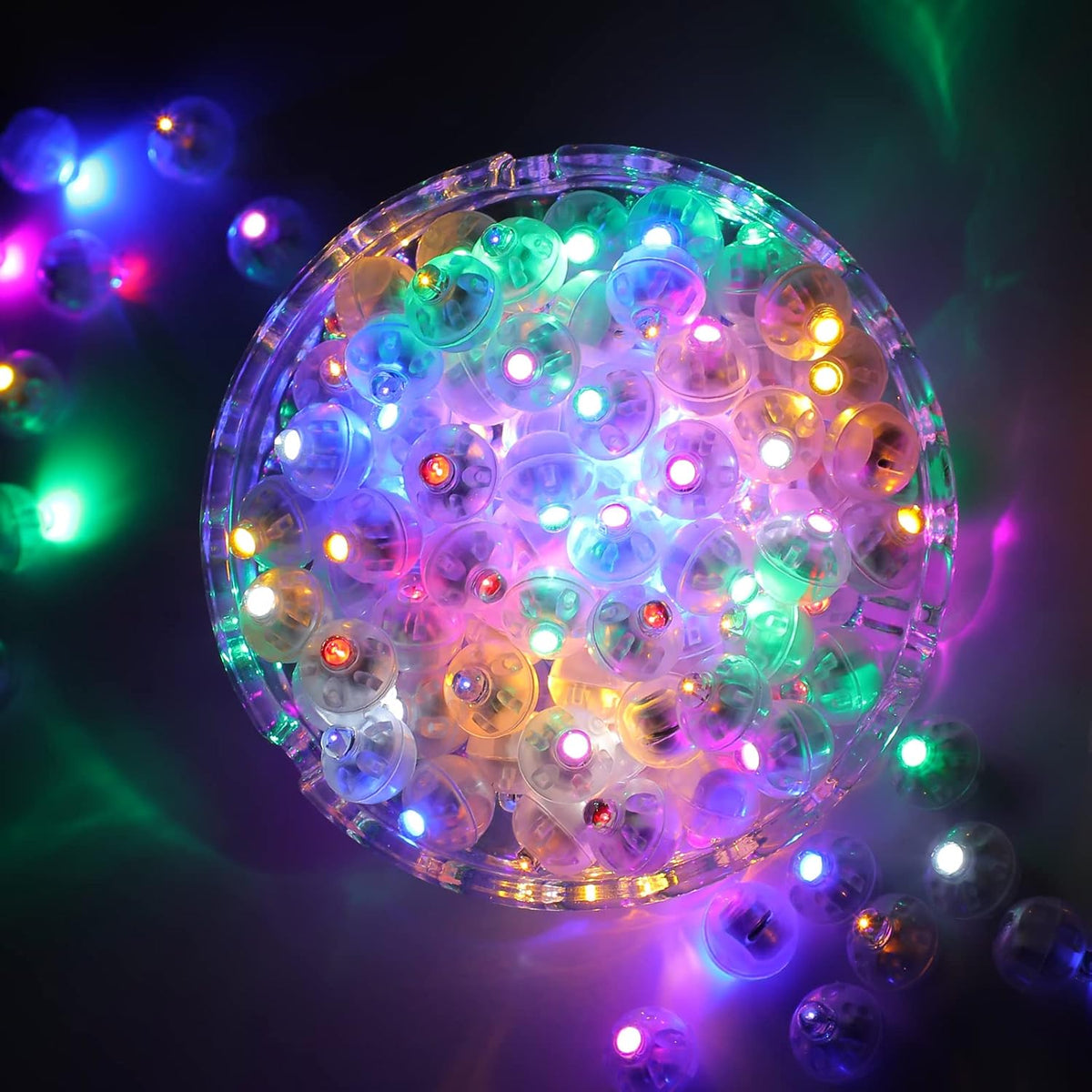 50pcs 5 Mixed Colors Balloon Lights, LED Assorted Colors Ball Lights, Mini Round LED Ball Lamp for