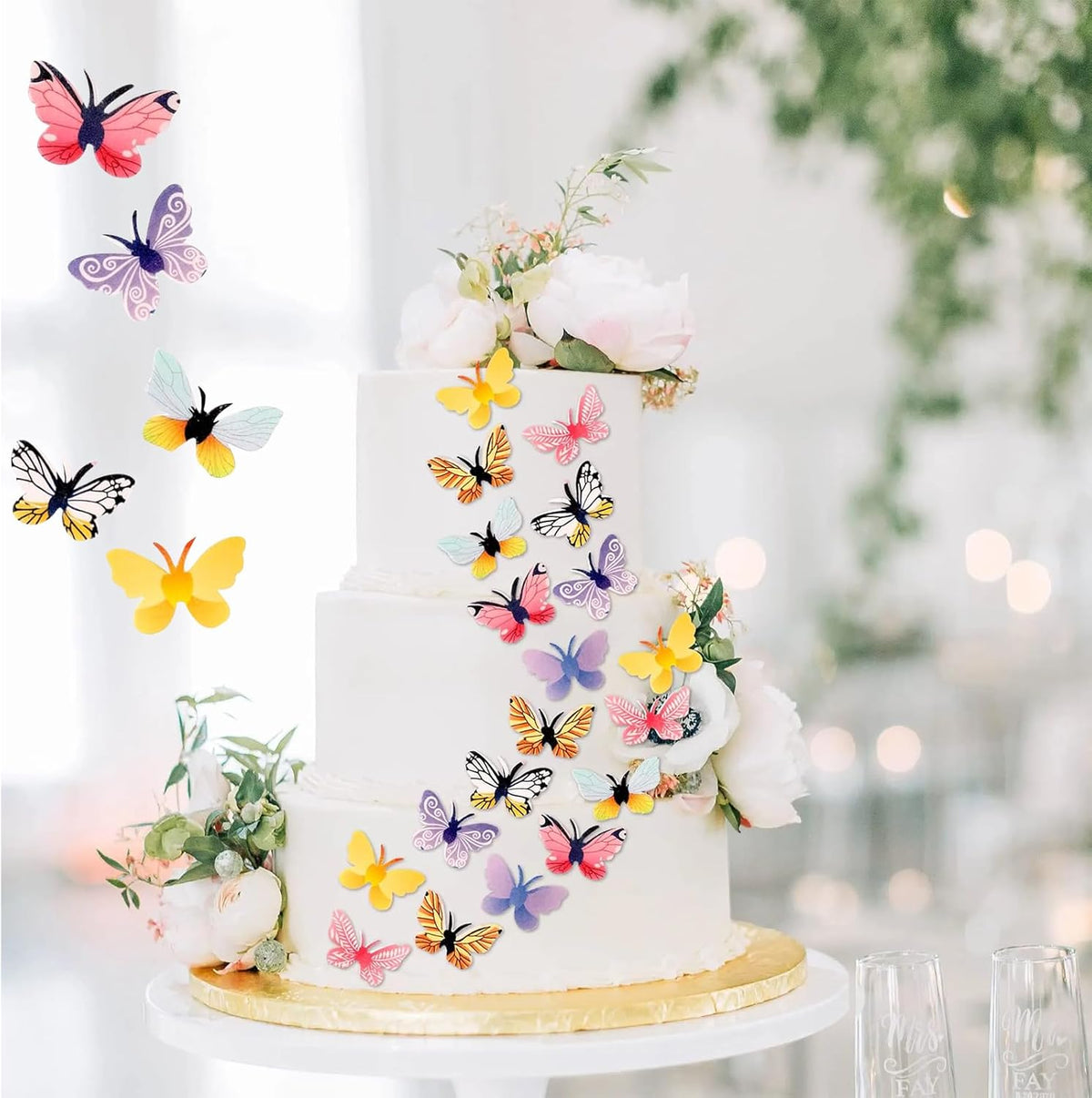 YOcity 72Pcs Edible Butterflies Cake Toppers Edible Butterfly Cupcake Toppers Wafer Paper