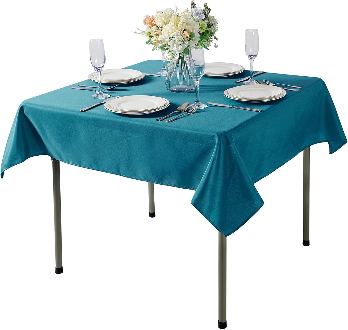 Cupuamon Square Tablecloth 52x52 inch Washable Polyester Fabric Table Cloth for Wedding Party