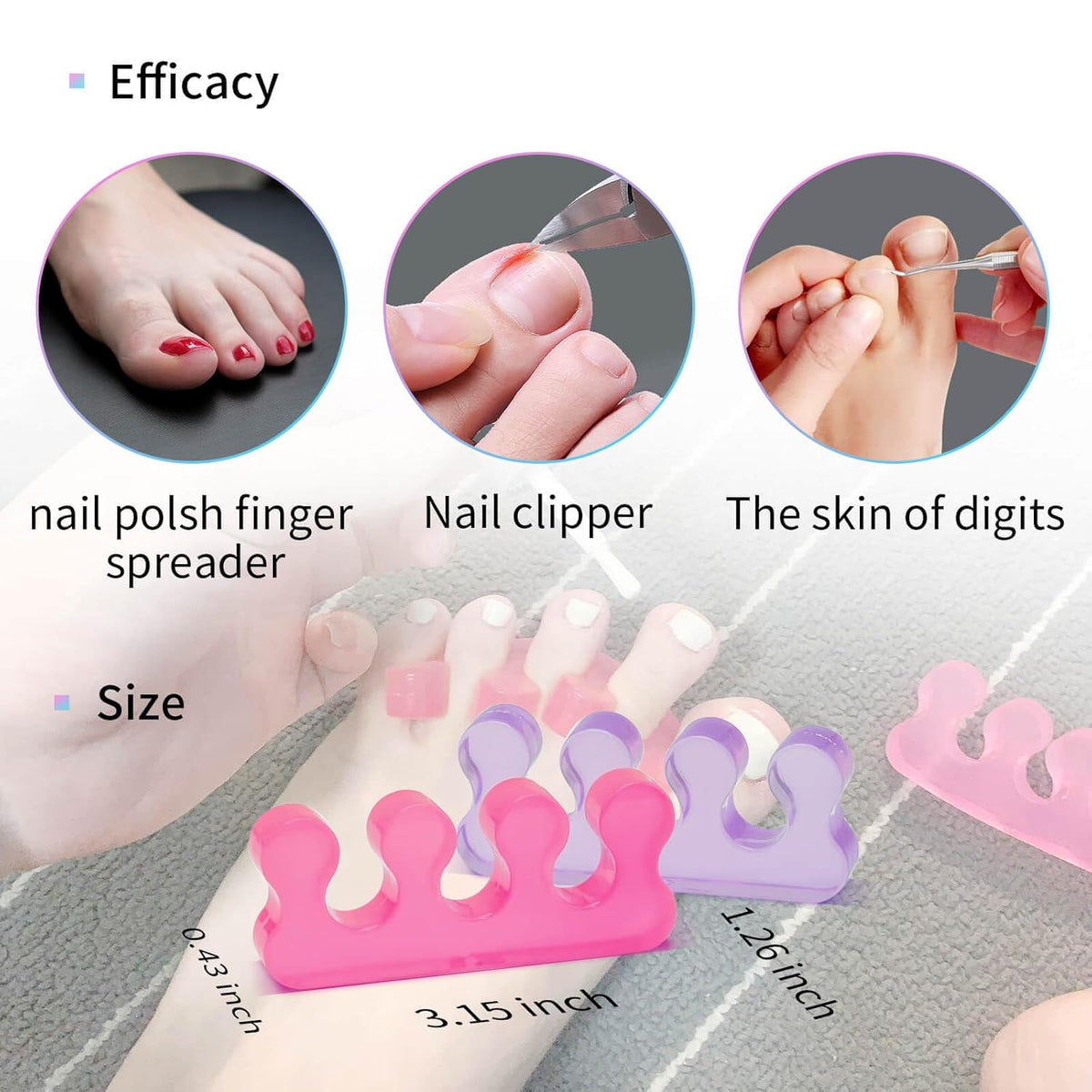 SUNFATT Gel Toe Separators,Toe Spacers for Women,Pedicures Toe Separators Use for Separation of