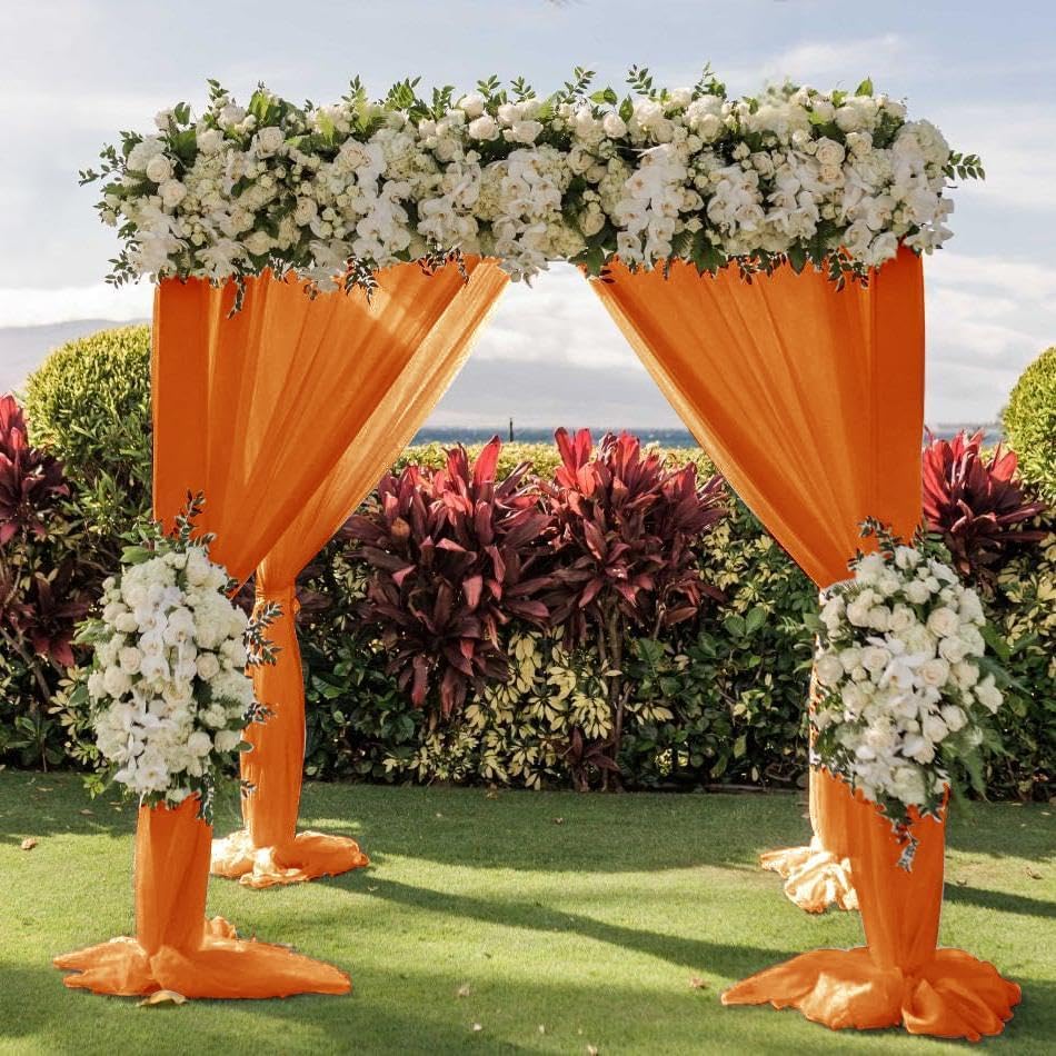 Wedding Arch Draping Fabric 1 Panel 30'' x 18FT Orange Sheer Chiffon Arch Drapery for Photo Booth