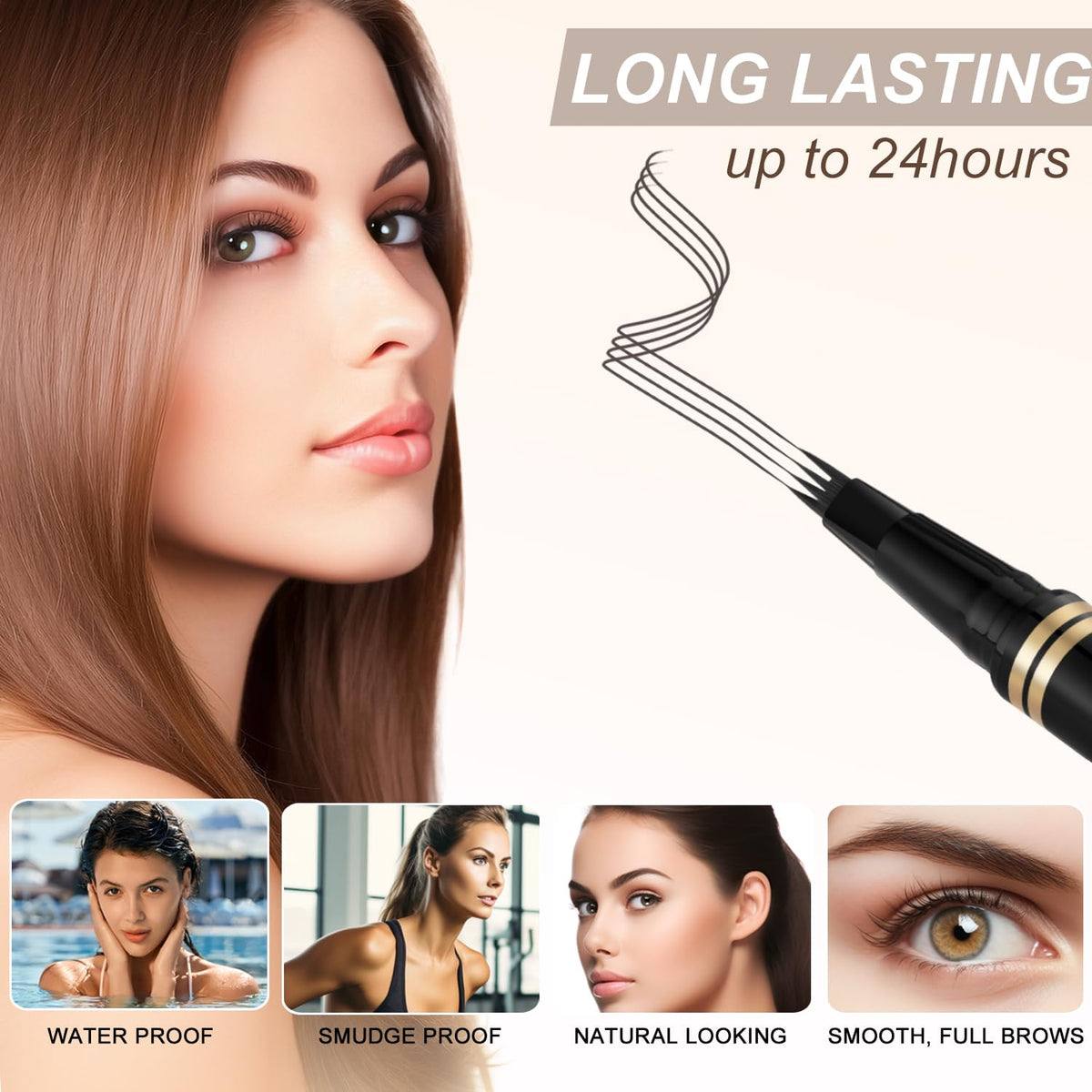 Eyebrow Pen,2-in-1 Waterproof Eyebrow Pencil with 4 Tip Microblading Brow Pen and Ultra-Precise