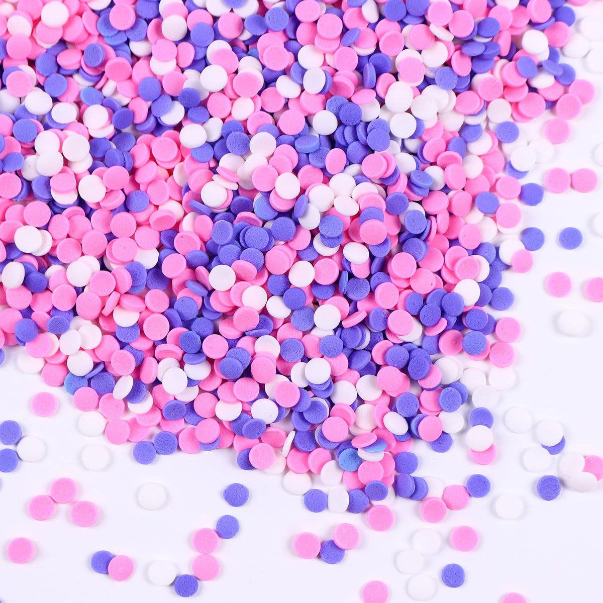Edible Confetti Sprinkles for Cake Decorating, Round Sprinkles, Purple, Pink and White Sprinkles