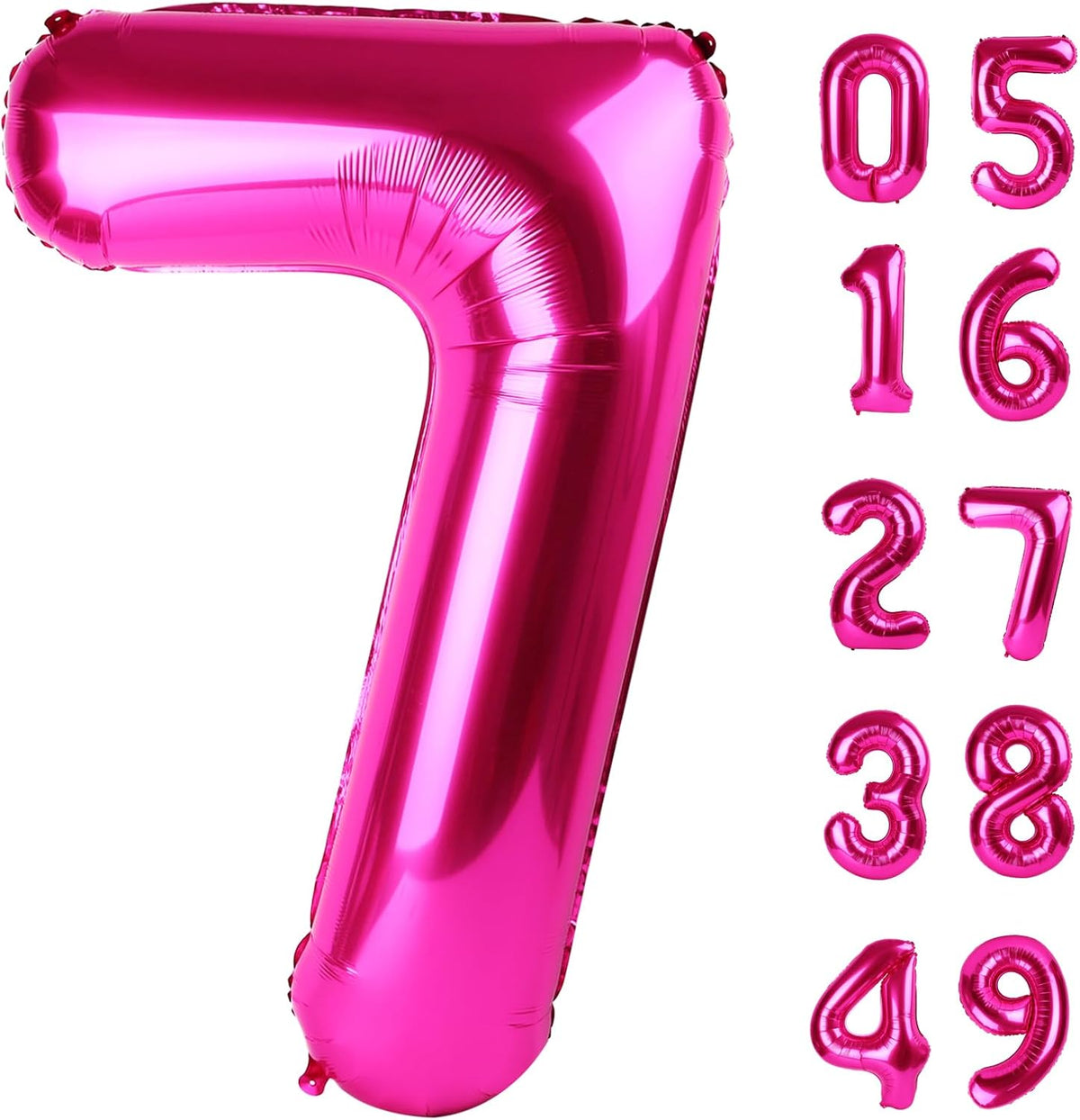 Hot Pink Number 7 Birthday Balloon 40 Inch, Digital Balloons for 7 17 27 70 77 Party Celebration